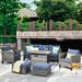 Red Barrel Studio® Harbin 6 - Piece Sofa Seating Group w/ Cushions in Blue | 28.74 H x 76.77 W x 30.12 D in | Outdoor Furniture | Wayfair