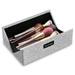 Bilot Makeup Brush Holder Case PU Cosmetic Organizer Travel Silver Glitter