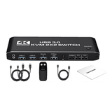 2 in 2 Out 4K HDMI KVM Switch 2x1 Dual Monitor Switch HDMI Switch with 2* USB Data Cable Support All System(with Keyboard Hotkey)