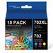 702XL Ink Cartridges Combo Pack Replacement for Epson 702 XL 702XL High Yield for Workforce Pro WF-3720 WF-3730 WF-3733 Printer (4Black 2 Cyan 2 Magenta 2 Yellow 10-Pack) 702 Ink