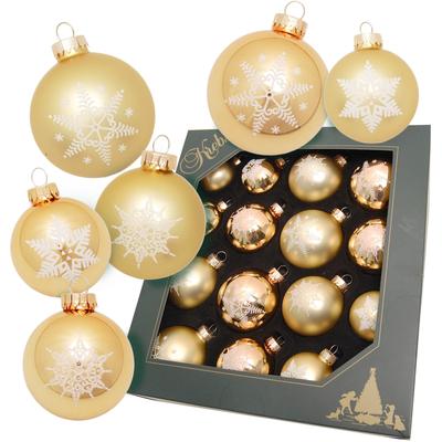 Weihnachtsbaumkugel KREBS GLAS LAUSCHA "Schneeflocke goldfarben", gold (goldfarben), Ø:7cm, Glas, Weihnachtsbaumkugeln, Weihnachtsdeko, Christbaumschmuck, Christbaumkugeln aus Glas Image