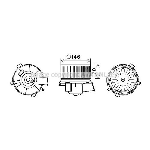 AVA QUALITY COOLING Innenraumgebläse Ø146mm 146mm für PEUGEOT CITROËN 1606357480 6441J9 6441W4 CN8300