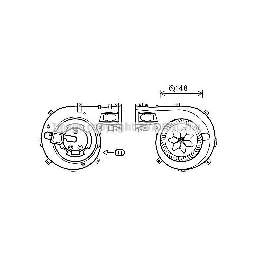 AVA QUALITY COOLING Innenraumgebläse Ø150mm 150mm für FIAT OPEL 13250119 13221347 1845080 OL8630