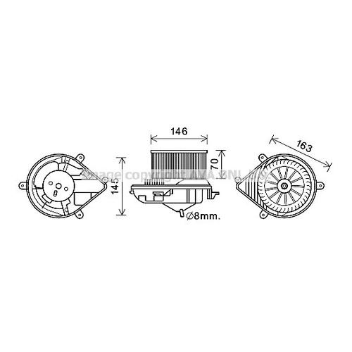 AVA QUALITY COOLING Innenraumgebläse Ø147mm 147mm für PEUGEOT 6441A0 PE8394