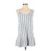 J.Crew Casual Dress - DropWaist Scoop Neck Sleeveless: Blue Stripes Dresses - Women's Size X-Small