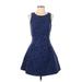 Forever 21 Casual Dress - A-Line Scoop Neck Sleeveless: Blue Leopard Print Dresses - Women's Size X-Small