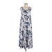Shoreline Casual Dress: Blue Floral Motif Dresses - Women's Size Medium