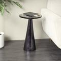 Willa Arlo™ Interiors Sherborn Cole & Grey Aluminum Cone Geometric Accent Table w/ Textured Glass Tabletop in Black | Wayfair
