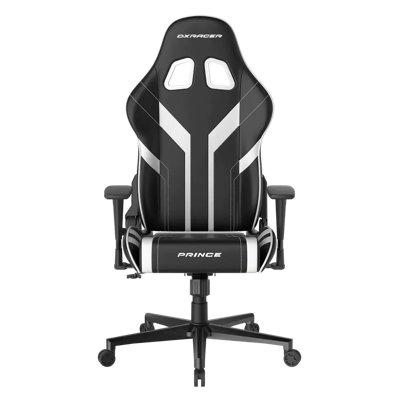 DXRacer Adjustable Faux Leather Swiveling PC & Racing Game Chair Faux Leather in White/Black | 52.3 H x 23 W x 22 D in | Wayfair GC/P88/NW