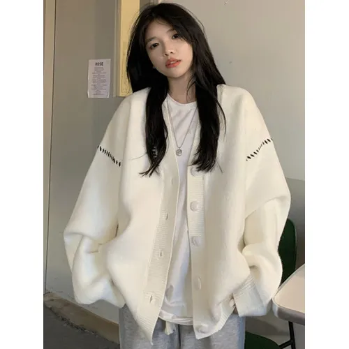 Pullover Strickjacke Frauen übergroße lose Mäntel Herbst Winter süße Jacke koreanische Mode