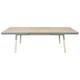 Table 200x100 cm en frêne massif, 2 rallonges bleu gris lehon