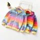 Autumn Baby Girls Hoodie Jacket Kids Sweater Shirt Rainbow Stripe Long Sleeve T-Shirt Children Tops