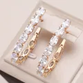 Kinel New Trendy 585 Rose Gold Color Hoop Earrings For Women Vintage Wedding Jewelry Luxury Natural