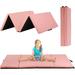 Dkelincs Gymnastics Exercise Mat Thick Tumbling Mats for Home Yoga Mat Folding Exercise Pad Leather Gym Fitness Mat Pink