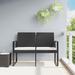 vidaXL 2-Seater Patio Bench with Cushions multi color Gray PP Rattan - 40.7" x 22.4" x 30.5"