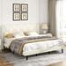 Velvet Platform Bed with Wingback Headboard