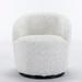 Modern Swivel Accent Armchair - Rabbit Hair Fabric - Ivory White