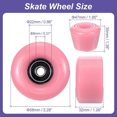 Roller Skate Wheels Set, 58x32mm Skate Wheels w Bearings, Skate Brakes