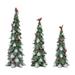 Set of 3 Frosted Cardinal Pine Christmas Tree Tabletop Decorations 18.5"