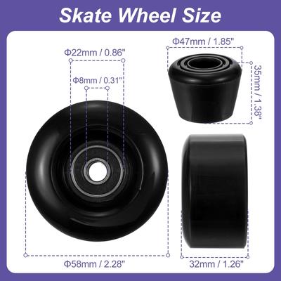 Roller Skate Wheels Set, 58x32mm Skate Wheels w Bearings, Skate Brakes