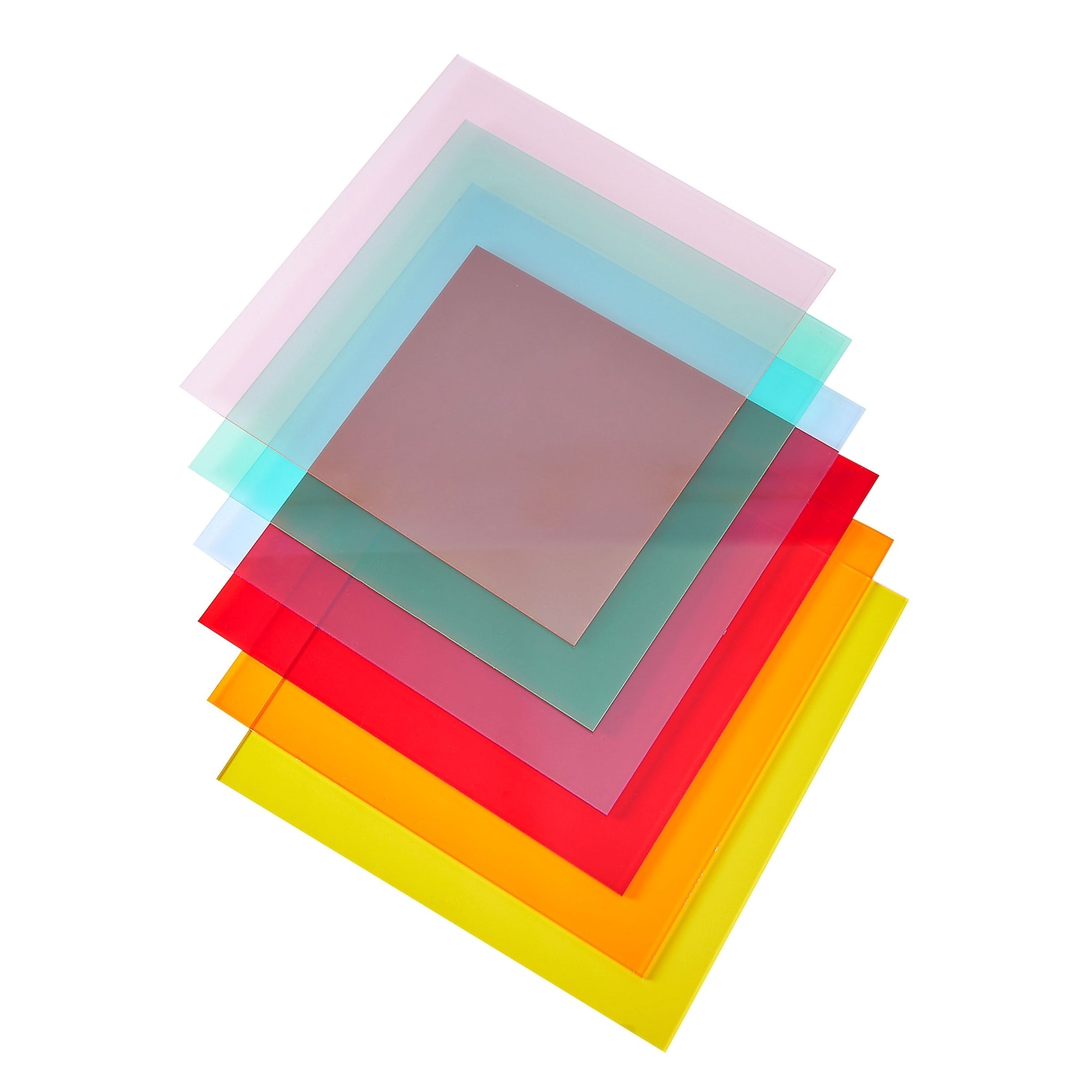 6-Pack of Colored Acrylic Sheets 1/8 Thick in 6 Translucent Colors, Transparent Plexiglass for DIY Projects, 12x12"