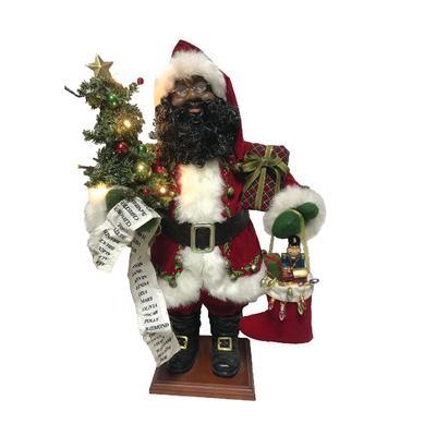 25" Pre-Lit African American Santa Christmas Figurine with Naughty or Nice List