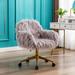 Modern Faux fur home office chair, fluffy chair for girls, makeup vanity Chair with Gold Plating Base for Living Room