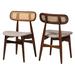 Tarana Mid-Century Modern Fabric and Finished Wood 2-Piece Dining Chair Set