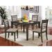 5 Pc Dining Table Set Weathered Gray Dining Chairs & Table Solid wood Beige Padded Fabric Cushions Slat Back Chair Dining Room