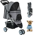 CL.HPAHKL Pet Stroller 3 Wheels Dog Cat Jogger Stroller for Medium Small Dogs Cats Folding Lightweight Travel Stroller with Cup Holder Grey