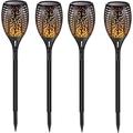 4 Pack Solar Torch Light with Flickering Flame Outdoor Waterproof Solar Torches Stake Lights Auto On/Off Solar Garden Lights Decorations