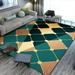 Modern Area Rug Emerald Green Gold Geometric Soft Non-Slip Rug For Bedroom Living Room Hallway Dining Room Office Dorm Room Washable Floor Decor 5 x 7