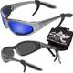 Spits Eyewear Hercules Safety Glasses (Frame Color: Gray Frame With Foam Padding Lens Color: Smoke with Blue Mirror)