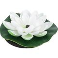 Bestonzon 1Pc Solar-powered Lotus Fountain Novel Fish Pond Fountain Garden Decor (White)