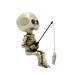 Sunisery Halloween Figurines Ornament Resin Angling Skeleton Desk Decor Garden Statue Halloween Decorations Outdoor Indoor