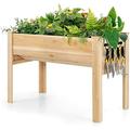Raised Garden Bed With Legs Wooden Planter 48 X 24 X 32 Elevated Plant Box With Black Liner Outdoor Raised Bed For Vegetables Herbs Flowers Fruit Backyard Patio Balcony