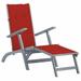 moobody Patio Deck Chair with Footrest and Red Cushion Backrest Adjustable Chaise Lounge Chair Acacia Wood Recliner for Poolside Backyard Balcony Garden Outdoor Furniture