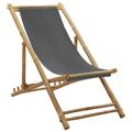 vidaXL Patio Deck Chair Sling Chair for Balcony Deck Porch Bamboo and Canvas