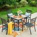 Summit Living 5 Pieces Patio Dining Sets Outdoor Metal All Weather Furniture Sets with Umbrella Hole Black