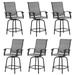 Techmilly Outdoor Swivel Bar Stools Set of 6 Bar Height Patio Stools & Bar Chairs for Deck Lawn Garden Pool Dark Grey