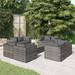 moobody 9 Piece Patio Set with Cushions Poly Rattan Gray