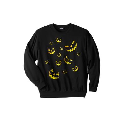 Men's Big & Tall Graphic Fleece Sweatshirt by KingSize in Scary Pumpkin (Size XL)