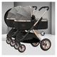 Side by Side Twin Double Stroller Baby Pram Foldable Twins Strollers Detachable Baby Carriage Double Infant Stroller Twin Baby Pram Stroller with Adjustable Backrest (Color : Gray)