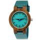 Holzwerk Germany Handmade Designer Women's Watch Eco Natural Wood Watch Leather Strap Watch Analogue Classic Quartz Watch in Blue Turquoise Brown, turquoise, Strap.