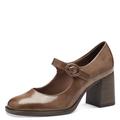 Tamaris Damen Pumps mit Riemen Vegan Blockabsatz; CAMEL PATENT/braun; 38 EU