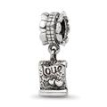 925 Sterling Silver Polished Reflections Love Note Dangle Bead Charm Pendant Necklace Measures 18.18x7.27mm Wide Jewelry Gifts for Women