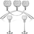 3 Pieces Crystal Candle Holders Arch Bridge Crystal Candle Holder Centerpiece Crystal Candle Holder Decorative Candelabra Candlesticks Holder Tealight Candle Holder for Wedding Table Decor (Silver)