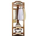 Clothes Rack Bamboo Garment Racks Free Standing Storage Bamboo Coat with Open Shelves and Fabric Box Hat Stand Free Standing Coat Rack for Bedroom/Corner Rack/Entryway Hallway