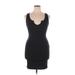 Venus Casual Dress - Bodycon Plunge Sleeveless: Black Print Dresses - Women's Size Large