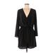 Topshop Casual Dress - Wrap: Black Solid Dresses - Women's Size 6